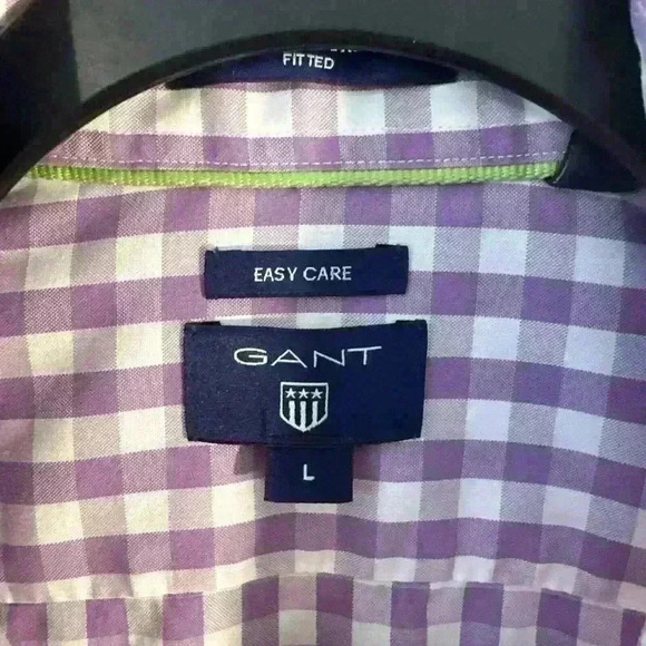 Gant Purple Plaid Men’s Button Down Dress Shirt For Cuff Links Size L - Picture 3 of 14